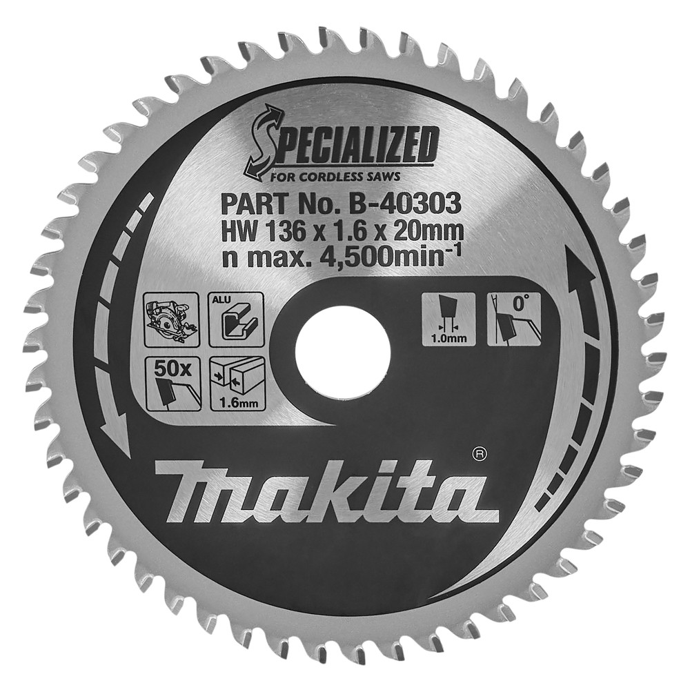 Makita B-40303 Lama TCT 136mm x 20mm x 50T - Massima Resa su Metalli