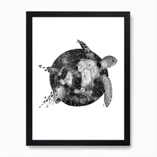 Cosmic Sea Turtle Art Print Framed Wall Art Poster Canvas Print Picture