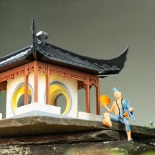 Statuina in miniatura di pagoda, piccola statua da gazebo, decorazione per