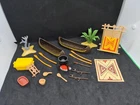 Vintage 1988 Playmobil Native American Indian Camp Canoe Spear Rug Western Lot