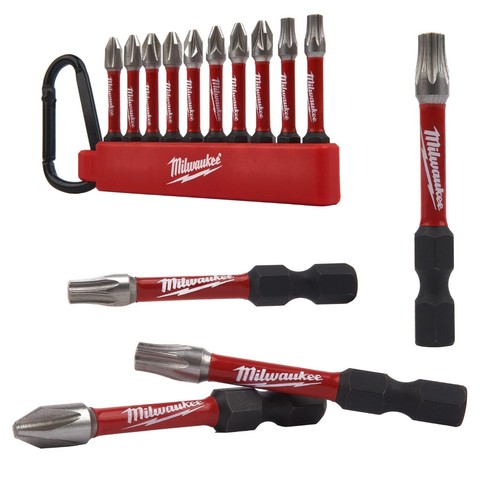 Milwaukee Screwdriver Bits x10 SHOCKWAVE Carabiner Keyring Pozi Torx Phillips - Picture 4 of 12