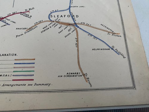 BARNSLEY ROYSTON CUDWORTH NOSTELL UPTON SLEAFORD ASWARBY AIREY RAILWAY MAP 1884 - Picture 6 of 7