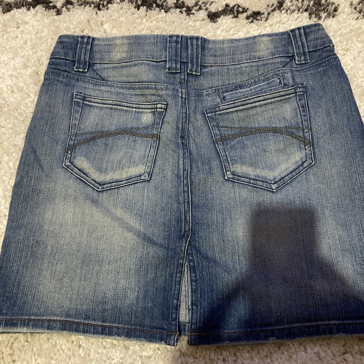 Vintage 90s Y2k Topshop Moto Denim Mini Pelmet Distressed Skirt 12