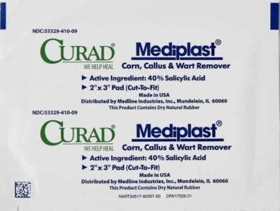 Curad Mediplast Pads Corn Callus Wart Remover 1 Pad Free shipping
