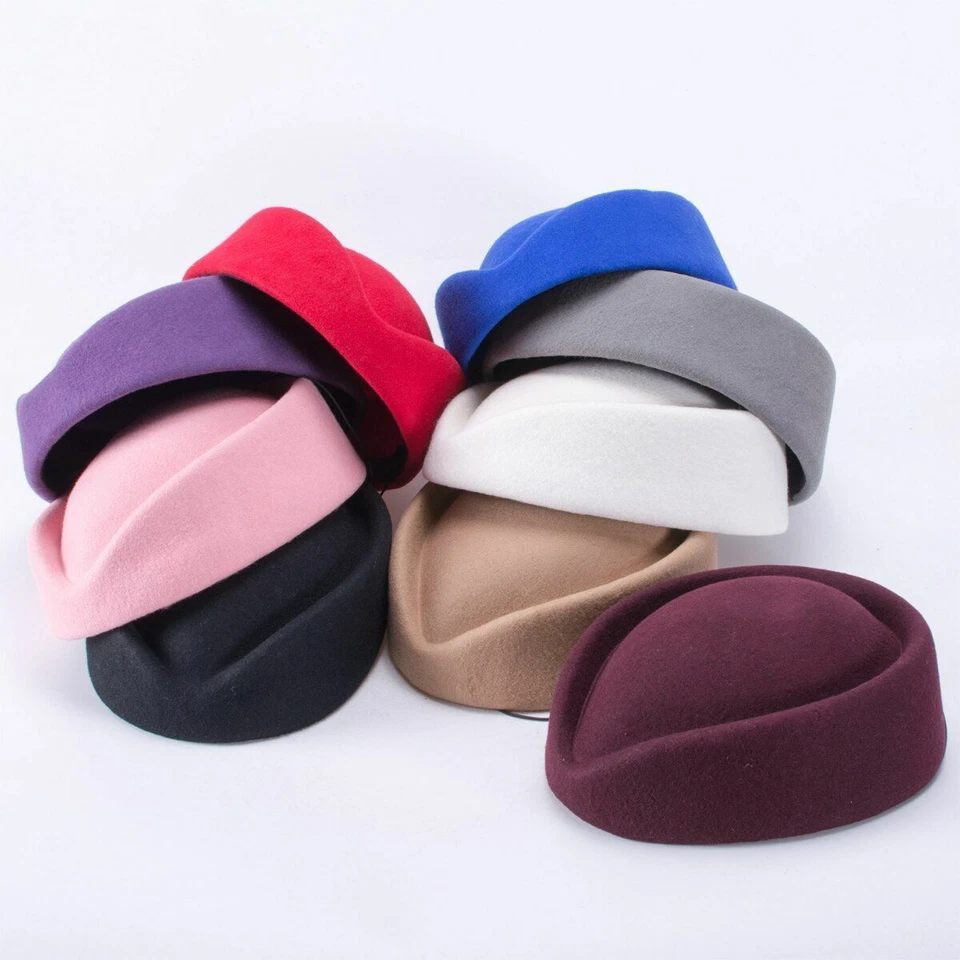 1pc Stewardess Pillbox Wool Hats Plain Fedoras Fascinator Hat Women Headwear Acc - Image 2 of 4