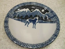 1 Tienshan Folk Craft Dinner Plate 10 1/4" WOLK  White Blue Black Moon Mountains