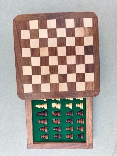 Set Scacchiera Cassettiera Scacchiera in Legno 7" Pollici con Portaoggetti Torneo. - Foto 6 di 13
