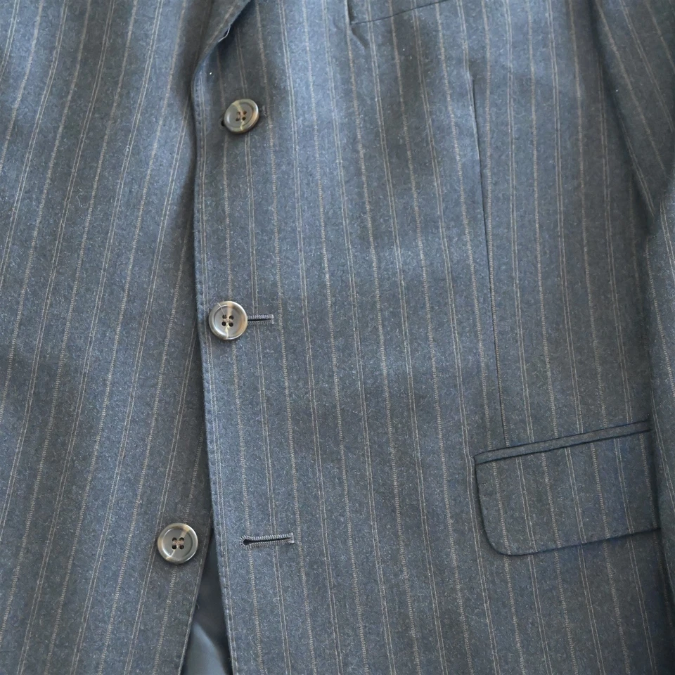 Stafford 42R 36 x 32 серый фланель 100% шерсти в полоску Мужская куртка брюки костюм - Изображение 3 из 4