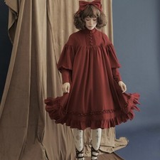 Mujeres Niñas Lolita Vestido Gótico Lindo Volantes Manga Larga Abullonada Dulce Aspecto Vintage