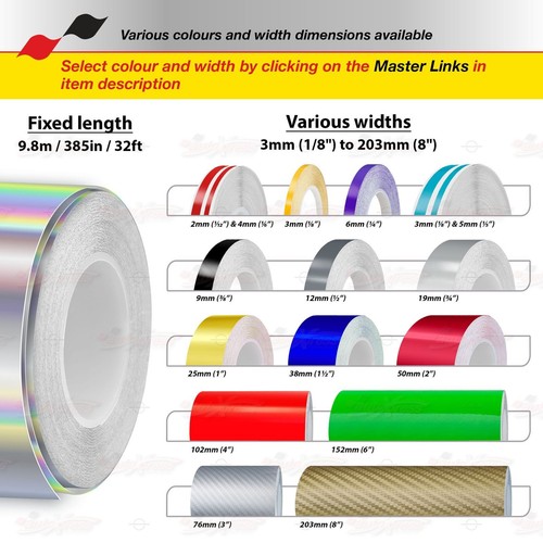 CARBON FIBER BLACK 3/4" 19mm PIN STRIPE Car Striping TAPE Decal Vinyl Sticker - Bild 4 von 12