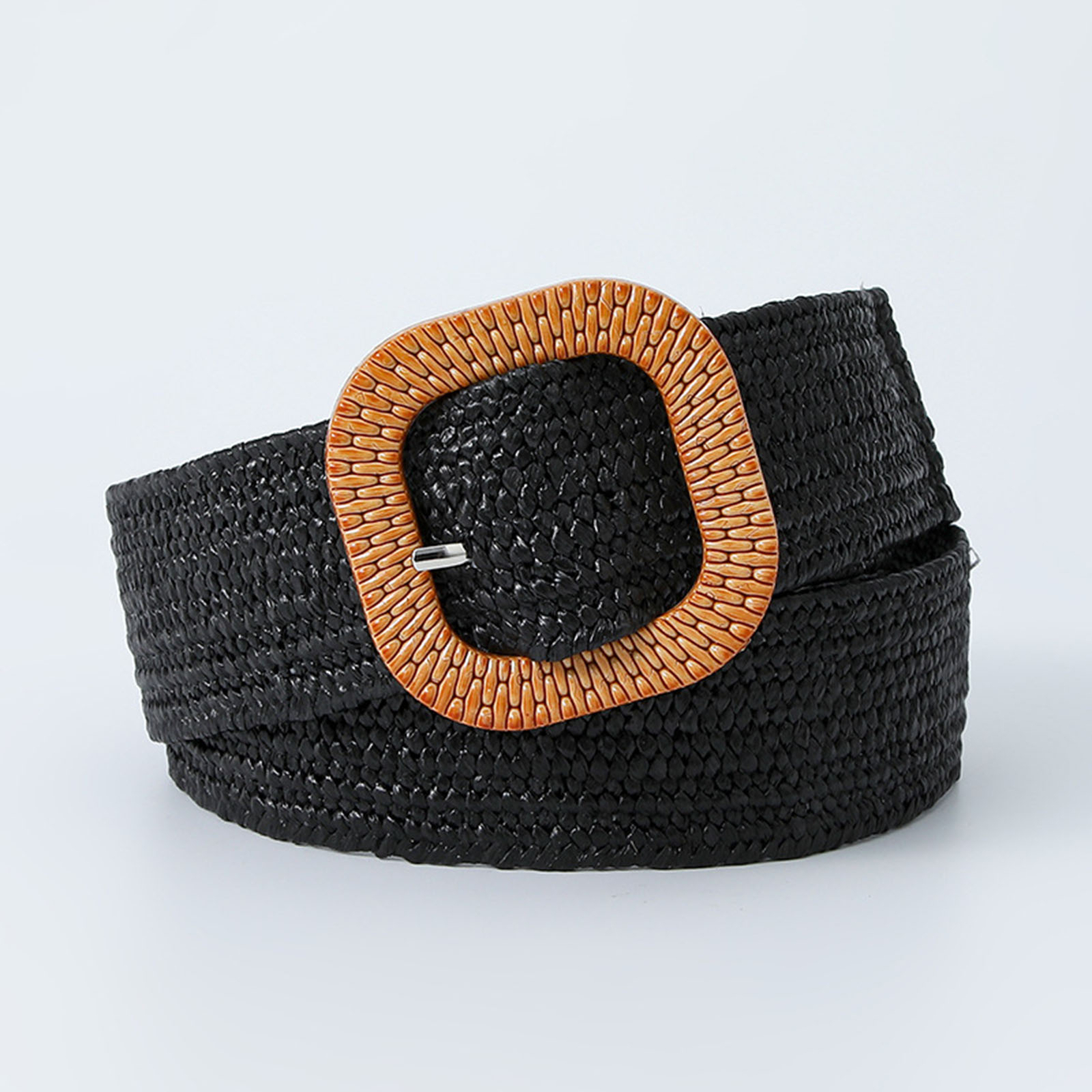Sweater Belt Lady Elastic Women's Straw with Smooth Buckle for Dress Shirt-image