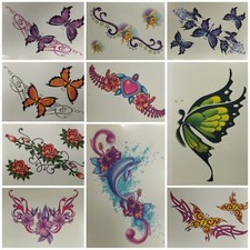 Ten 10 Sheets of Girl's Club Temporary Tattoos 19 different designs UGJBX