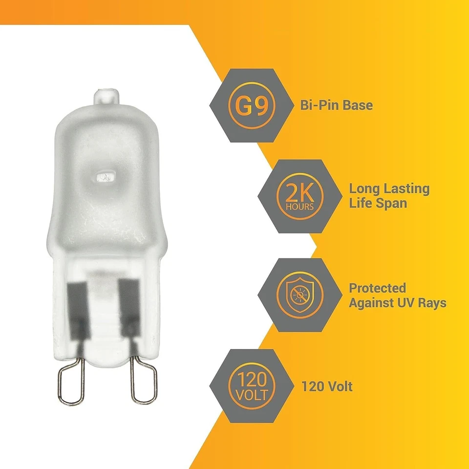 12Pack Single Ended T3.5 Bulb, G9 Wire Style Frosted Glass, 3200K, 25W, 190LM - Image 2 of 4