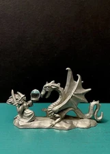 86 Spoontiques Pewter Female Witch Warrior Sword Dragon Miniature Figurine D&D