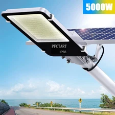 5000W Super Bright Commercial Solar Street Light Outdoor Dusk to Dawn Lamp +Pole