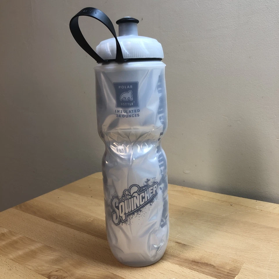 Botella de agua aislada Polar 24 oz azul plata onda transparente hecha en EE. UU. Foto 3 de 4