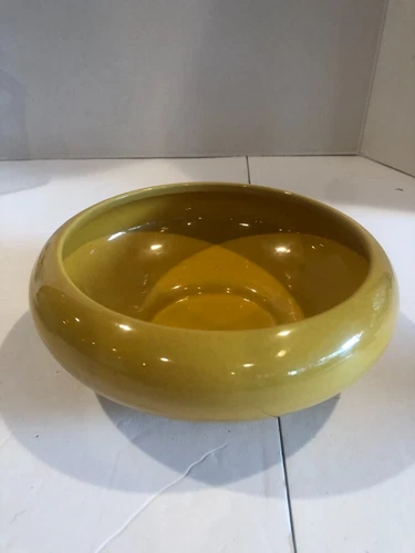 VINTAGE Frankoma Yellow Gold Blend Round Pottery Planter Bowl #F36