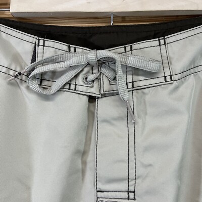Quicksilver Swim Trunks Mens 31 Y2K Beige Cargo Pockets Lace-Up