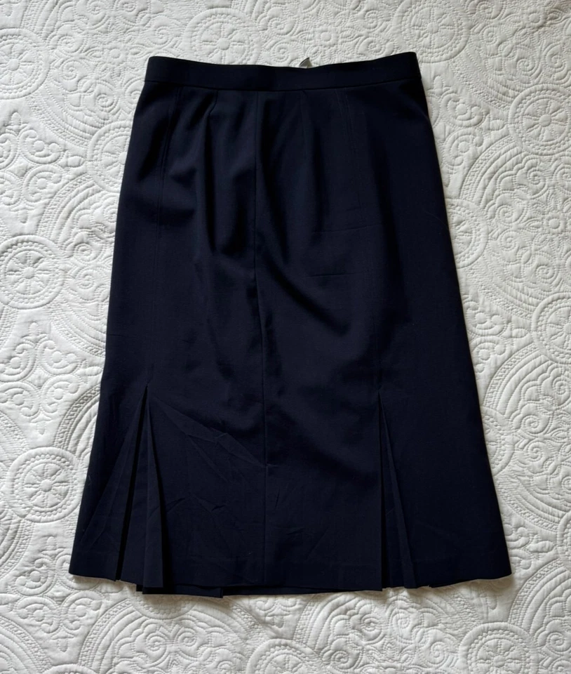 Falda de Lana Christian Dior M Azul Marino Sirena de Oficina Estilo Dinero Antiguo