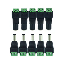 5pcs Male and Female 2.1x5.5mm 2.1mm DC Power Jack Adapter Plug Connector CCTV