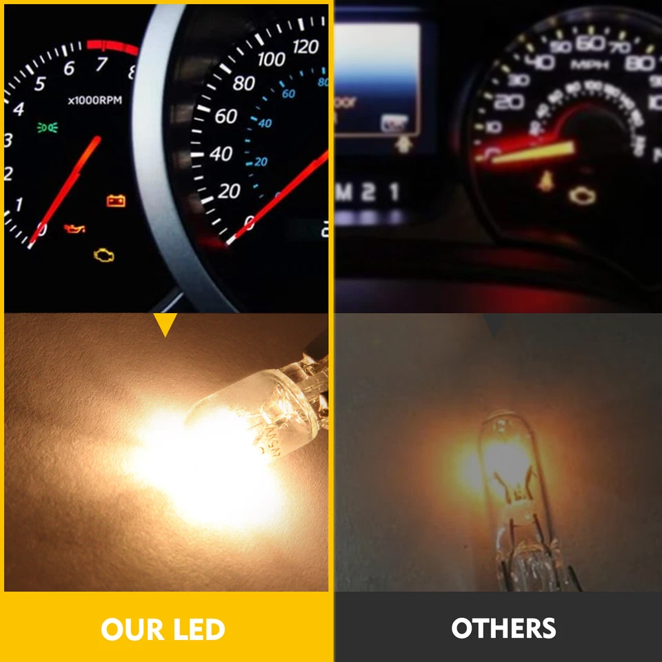 10 X T10 194 168 Cuña Cuadro de Instrumentos Tablero Luz Bombillas Halógenas 5W Blanco Cálido Foto 2 de 4