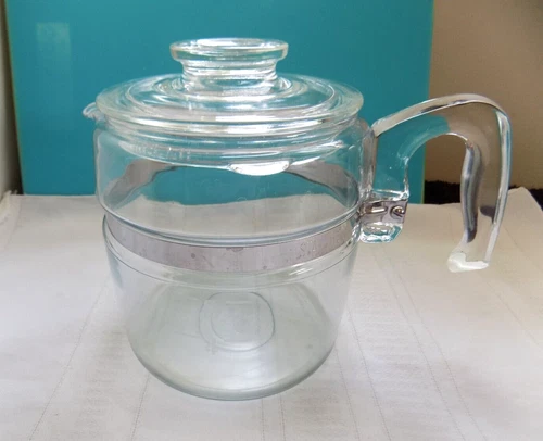 Vtg Pyrex Glass Flameware Replacements 6-Cup Coffee Pot & Lid Percolator 7756-N5