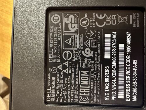 Dell WD19 K20A Docking Station HDMI Dual DisplayPort Nero K20A001 - Solo blocco - Foto 4 di 5