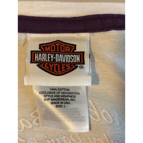Camisa Harley Davidson Para Mujer Talla Grande Blanca Cuello en V Floral Tachonada Manga Larga - Imagen 3 de 11