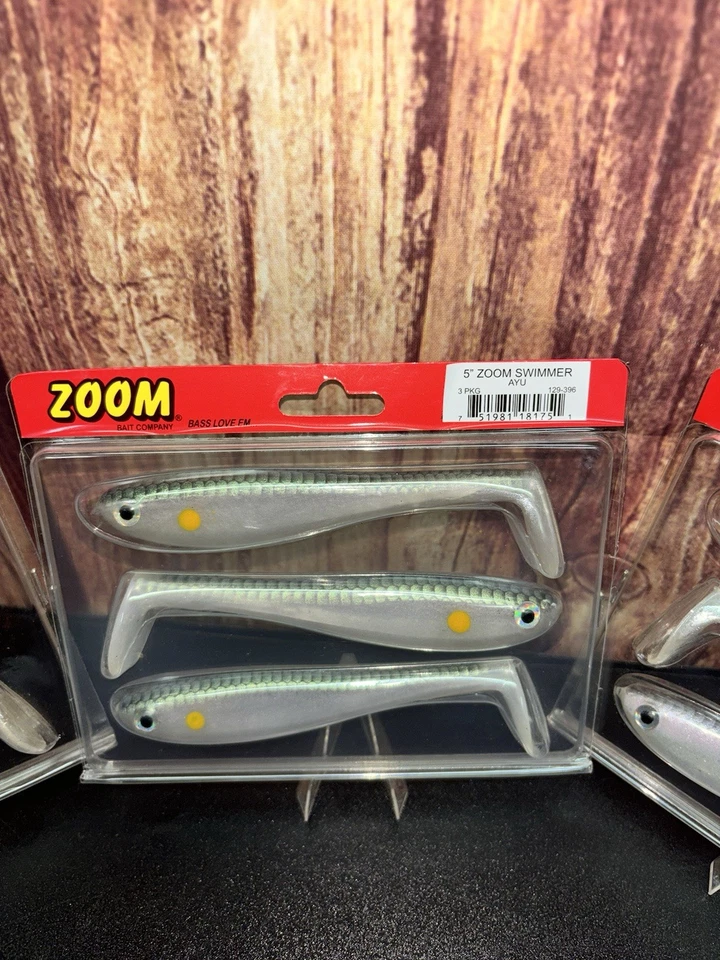 Zoom Swimmer 5” Soft Plastic Paddle Tail Swimbaits, 3 HITCH, 3 AYU, 2 TENN SHAD - Image 3 of 4