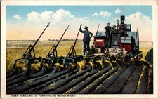Vintage Steam Breaking Farming Postcard by Bloom Bros, Minneapolis