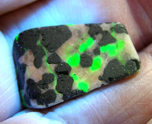 SUPERB VERY SMALL RARE WILLEMITE & FRANKLINITE TUMBLESTONE Fluoresces 2.1 cms #3