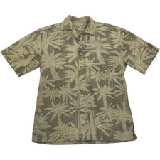 Batik Bay Hawaiian Shirt Palm Tree Print Short Sleeve Beige Mens Small