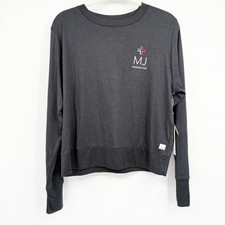 NWT Vuori Womens Daydream Crew Black Heather MJ Foundation Athleisure Top Size L