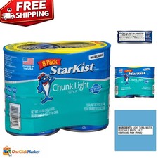 5 Ounce Chunk Light Tuna, 8 Cans - Soy Free Kosher - Perfect for Quick Meals
