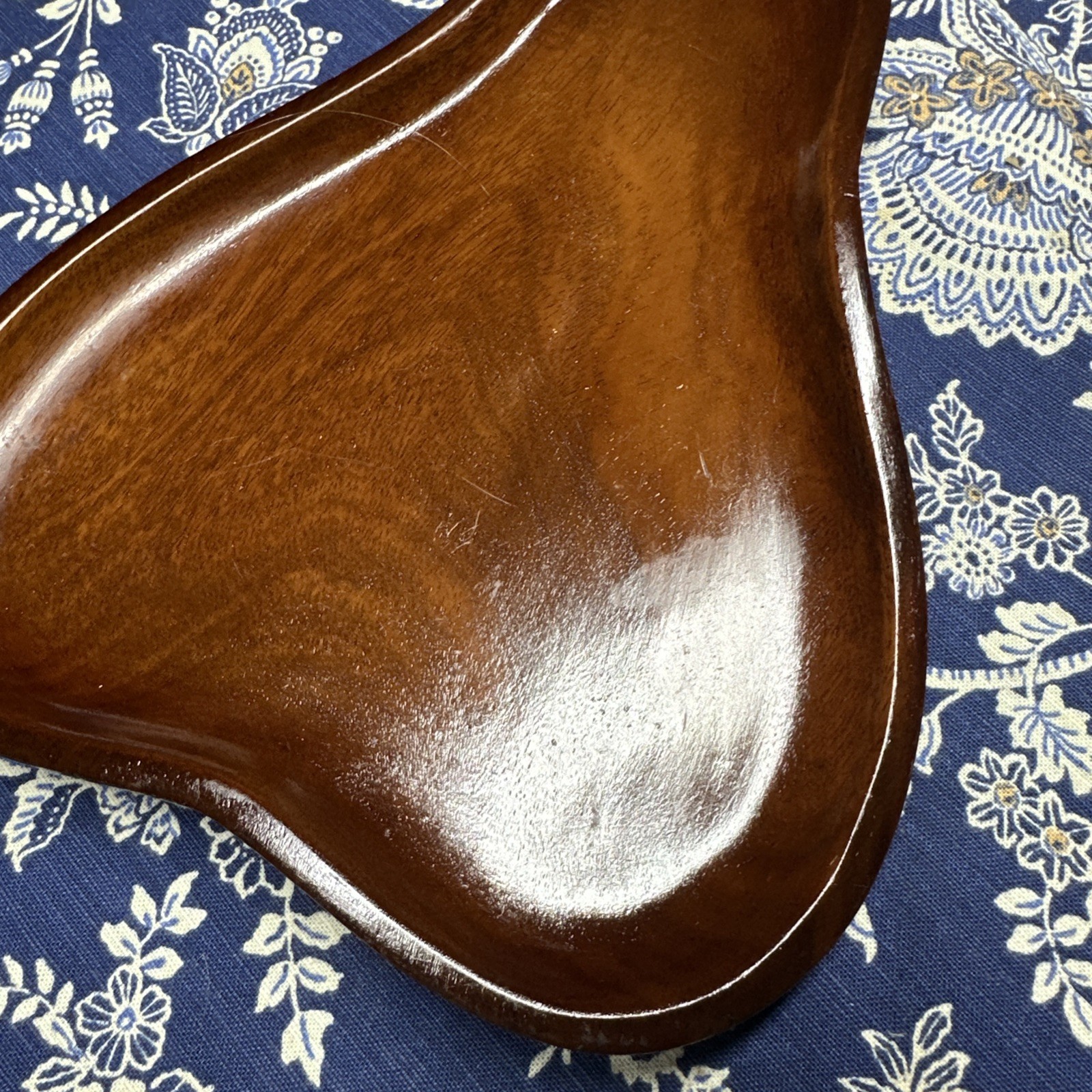 Vintage Mid Century Pear Shaped Caribcraft Mahogany Platter Art Deco #134