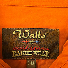 Walls Authentic Outdoor Ranch Wear Men’s Orange Work Shirt, Size 2XLT