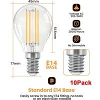 10 StüCk LED Vintage GlüHbirne Filament Lampe E14 4W Warmweiß Retro Leuchtmittel