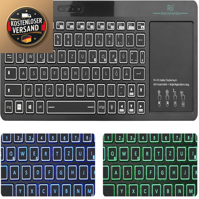 Rii Bluetooth Tastatur mit Touchpad 2.4G 2 LED Beleuchtung Deutsches
