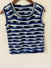 Vintage Crochet HandKnit Cardigan Vest Boho Hippie Layer Cottagecore Handcrafted