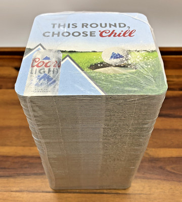 Coors Light Bar Coasters Qty 100 Golf Restaurant Beer 4  x 4'' Sealed 2026 New