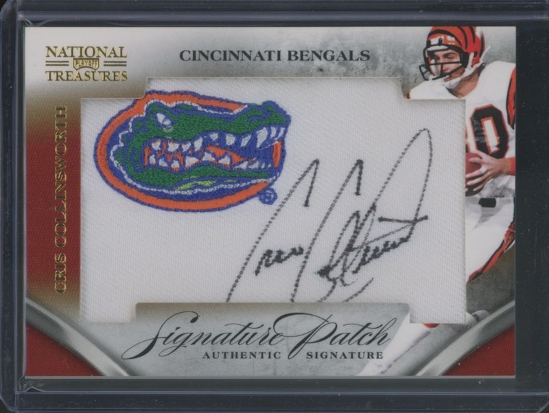 2009 National Treasures Football Cris Collinsworth #9 Signature Patch Auto /28