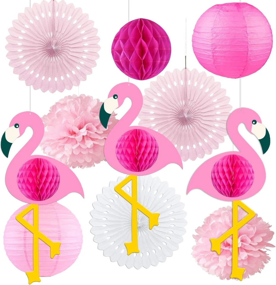 Hochwertiges 11-teiliges Set mit Flamingo Deko für Hochzeiten & Partys - Bild 3 von 4