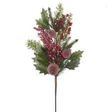 Raz Imports 2022 Making Spirits Bright 28" Iced Berry and Mixed Greenery Spray