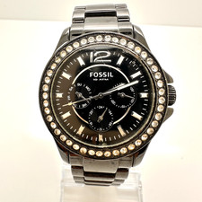 OROLOGIO UNISEX FOSSIL CE1017 MULTIFUNZIONE GIORNO/DATA QUADRANTE NERO CASSA CERAMICA CINTURINO