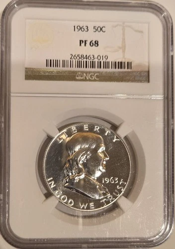 1963 NGC PF68 Proof Ben Franklin Half Dollar 50c 90% Silver