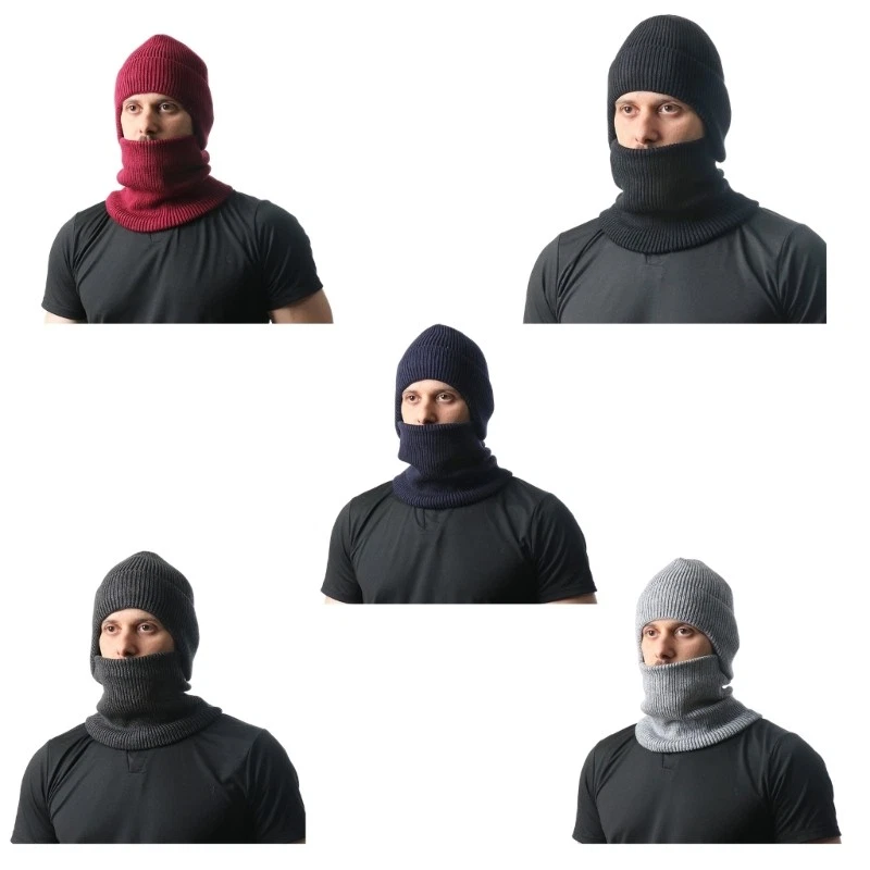Warm Acrylic Fibre Skull Cap Neck Gaiter Set For Skiing Hiking Outdoor Activity