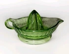 Federal Green Depression Vaseline Glass Juicer Reamer LARGE 9"x6" (2 available)