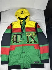 Technine Snowboard Jacket Mens Size XL Rasta Colors Green Yellow Red HTF Rare
