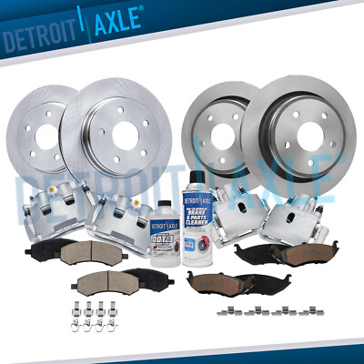 14pc Front and Rear Disc Rotors Brake Calipers Ceramic Pads for Dodge Ram 1500