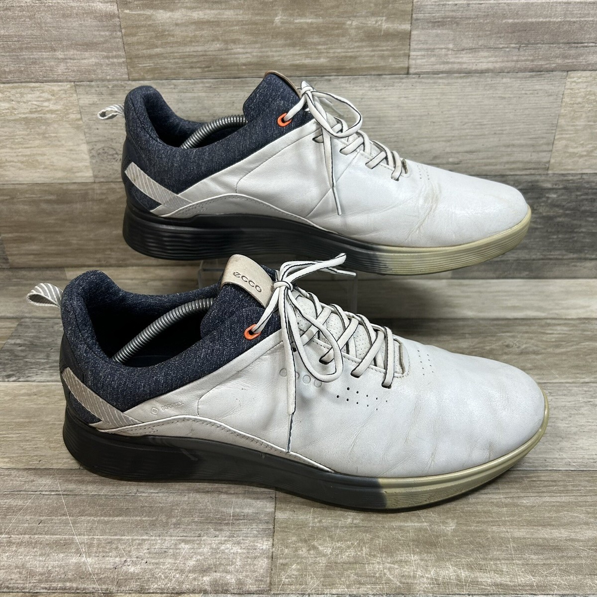 Ecco S-Three Goretex Golf Shoes Men's 13 W White Leather Lace Up